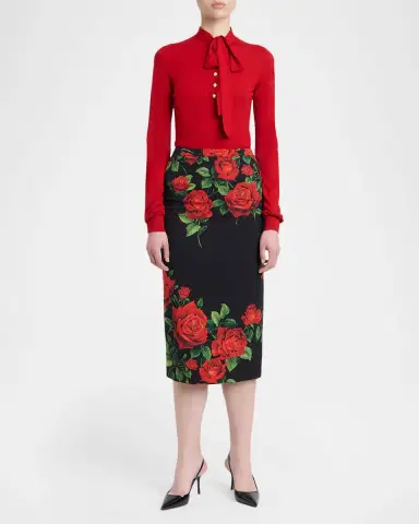 Dolce & Gabbana Bow Long-Sleeve Buttoned Knit Top | Thumbnail 2 Dolce & Gabbana Bow Long-Sleeve Buttoned Knit Top | Thumbnail 2