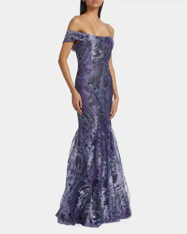 Rene Ruiz Collection Metallic Off-The-Shoulder Mermaid Gown | Thumbnail 2