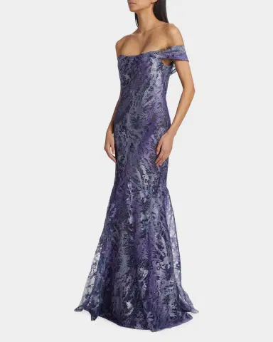 Rene Ruiz Collection Metallic Off-The-Shoulder Mermaid Gown | Thumbnail 7