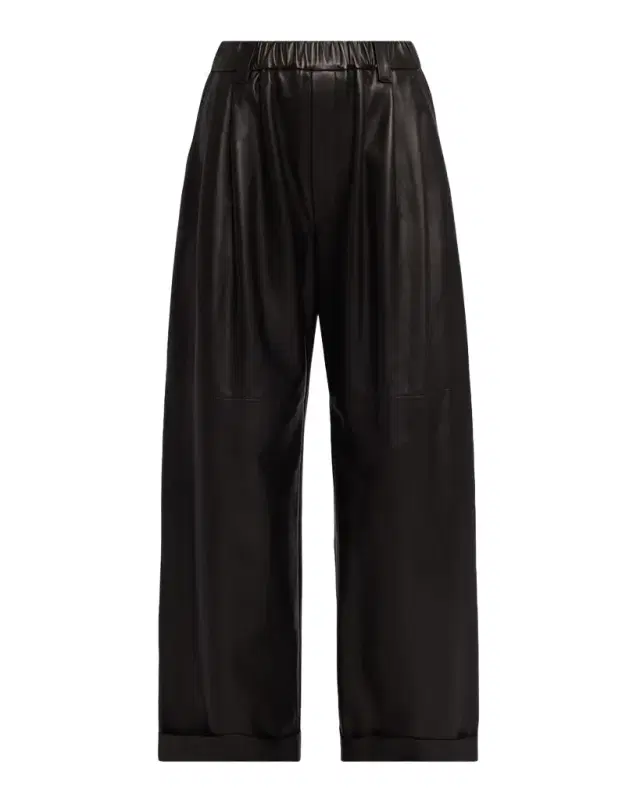 Glove Leather Wide-Leg Pants