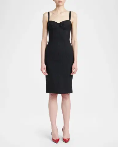 Dolce & Gabbana Sleeveless Pinstripe Wool-Silk Bustier Dress | Thumbnail 2 Dolce & Gabbana Sleeveless Pinstripe Wool-Silk Bustier Dress | Thumbnail 2