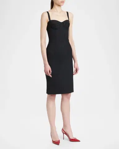 Dolce & Gabbana Sleeveless Pinstripe Wool-Silk Bustier Dress | Thumbnail 4 Dolce & Gabbana Sleeveless Pinstripe Wool-Silk Bustier Dress | Thumbnail 4