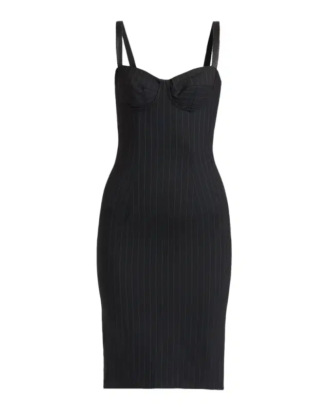 Dolce & Gabbana Sleeveless Pinstripe Wool-Silk Bustier Dress