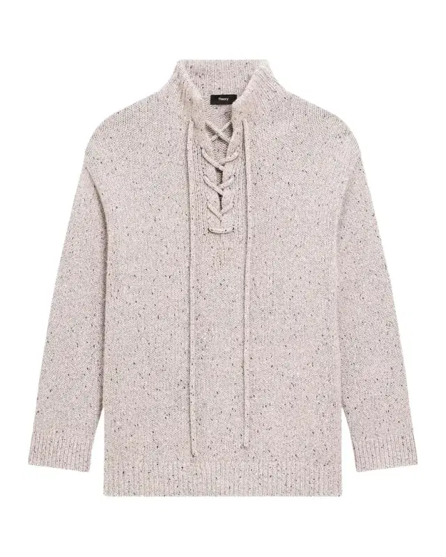 Theory Oversized Drawstring Wool-Blend Pullover Sweater
