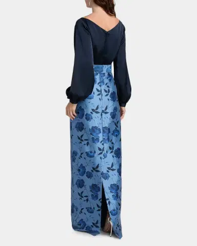 SACHIN BABI Astor Satin Belted Floral Gown | Thumbnail 3