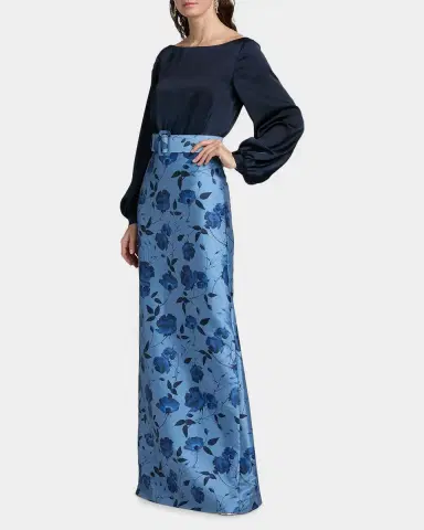 SACHIN BABI Astor Satin Belted Floral Gown | Thumbnail 7