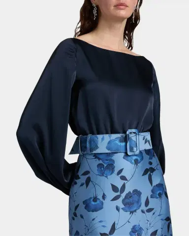 SACHIN BABI Astor Satin Belted Floral Gown | Thumbnail 8