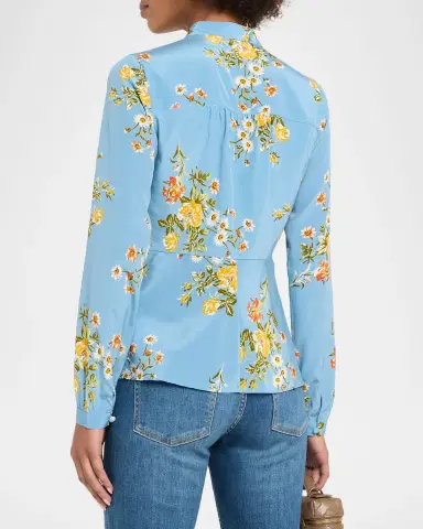 Veronica Beard Fable Floral Silk Blouse | Thumbnail 3
