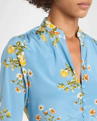 Veronica Beard Fable Floral Silk Blouse | Thumbnail 5