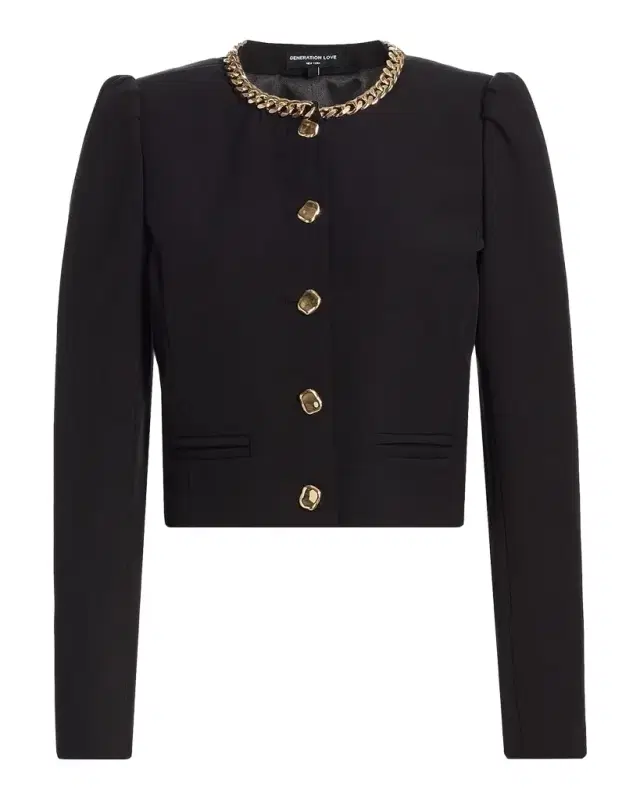 Generation Love Chiara Chain-Embellished Crepe Jacket