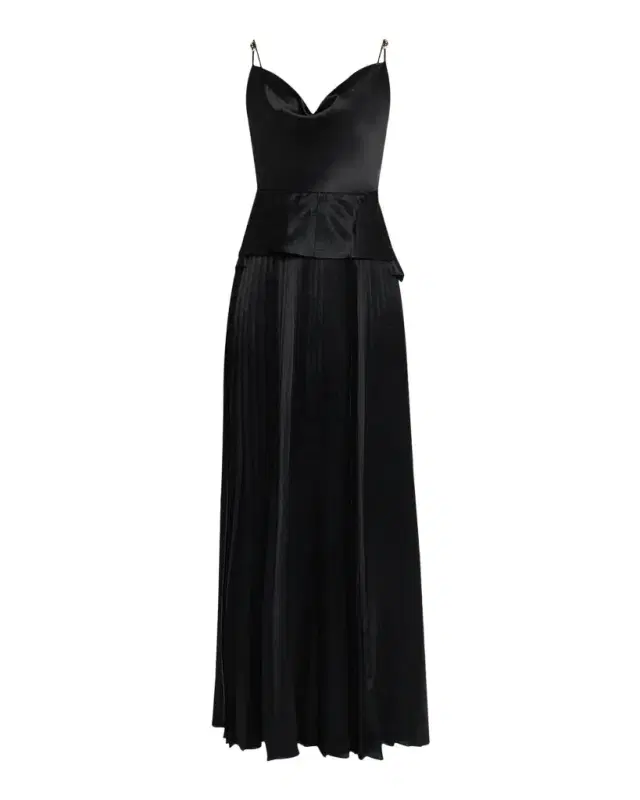 Jason Wu Collection Cowl-Neck Pleated Satin Peplum Gown