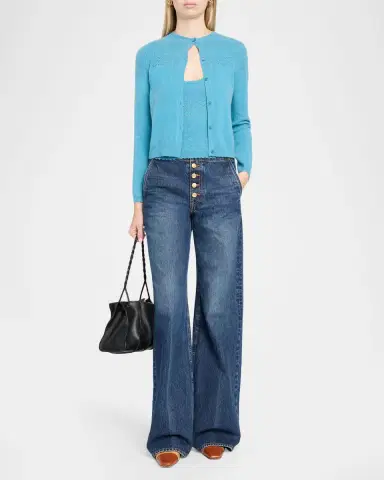 Ulla Johnson Cassia Pointelle Knit Crewneck Cardigan | Thumbnail 2 Ulla Johnson Cassia Pointelle Knit Crewneck Cardigan | Thumbnail 2