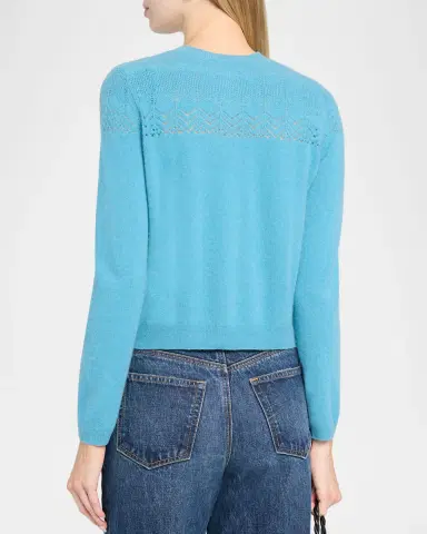 Ulla Johnson Cassia Pointelle Knit Crewneck Cardigan | Thumbnail 3 Ulla Johnson Cassia Pointelle Knit Crewneck Cardigan | Thumbnail 3