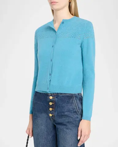 Ulla Johnson Cassia Pointelle Knit Crewneck Cardigan | Thumbnail 4 Ulla Johnson Cassia Pointelle Knit Crewneck Cardigan | Thumbnail 4