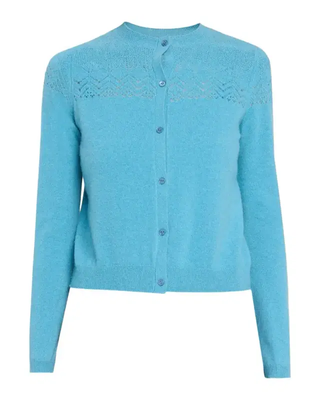 Cassia Pointelle Knit Crewneck Cardigan