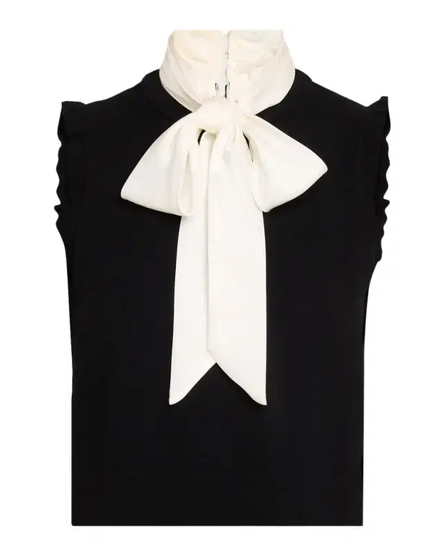 Cinq à Sept Chiara Bow-Neck Knit Sleeveless Top