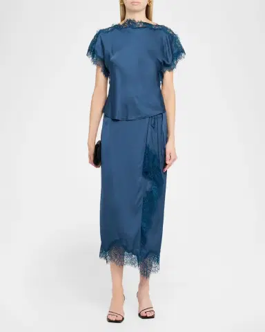 A.L.C. Bree Lace-Trim Satin Midi Skirt | Thumbnail 2 A.L.C. Bree Lace-Trim Satin Midi Skirt | Thumbnail 2