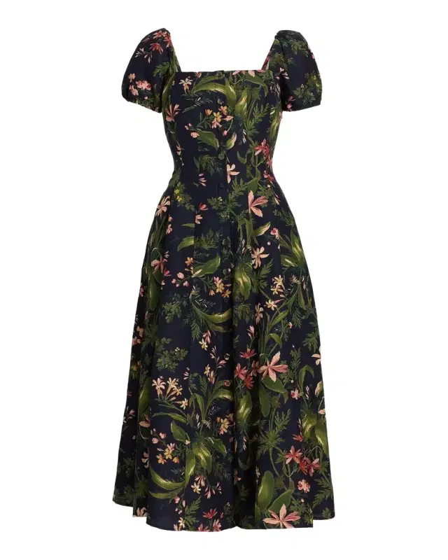 PAIGE Lindi Silk-Linen Midi Dress