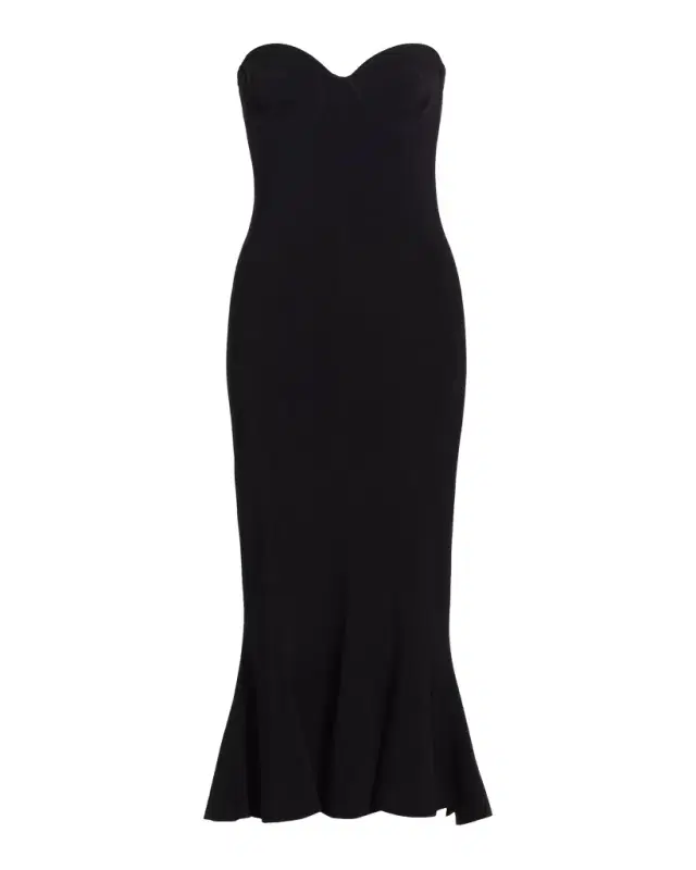 Norma Kamali Strapless Corset Midi Dress