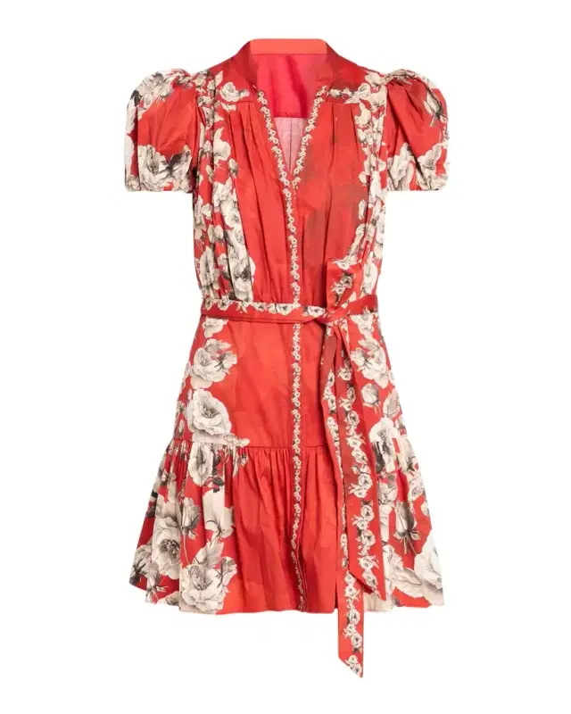 ALICE + OLIVIA Cora Floral Tiered Mini Shirtdress