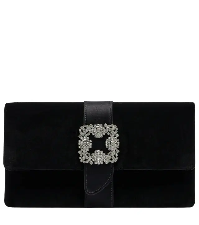 Manolo Blahnik Capri embellished velvet clutch