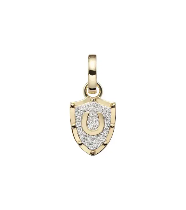 Foundrae Protection Miniature Crest 18kt gold pendant with diamonds