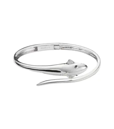 Yvonne Léon Yvonne Léon Requin 9kt white gold bangle with diamonds | Thumbnail 1