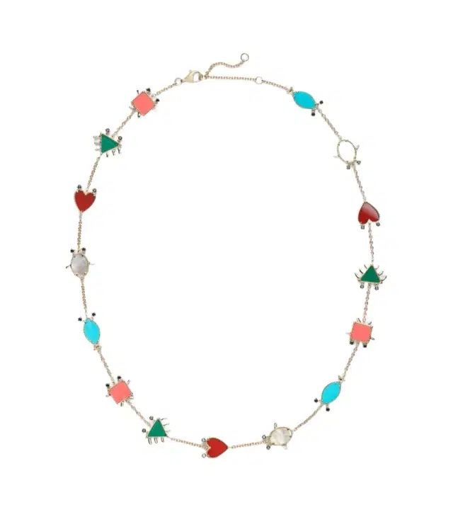 Yvonne Leon Yvonne Léon Petits Personnages 9kt gold necklace with diamonds and gemstones
