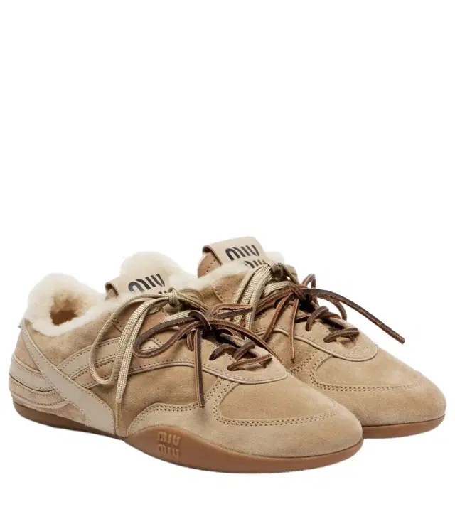 Miu Miu Gymnasium shearling-lined suede sneakers