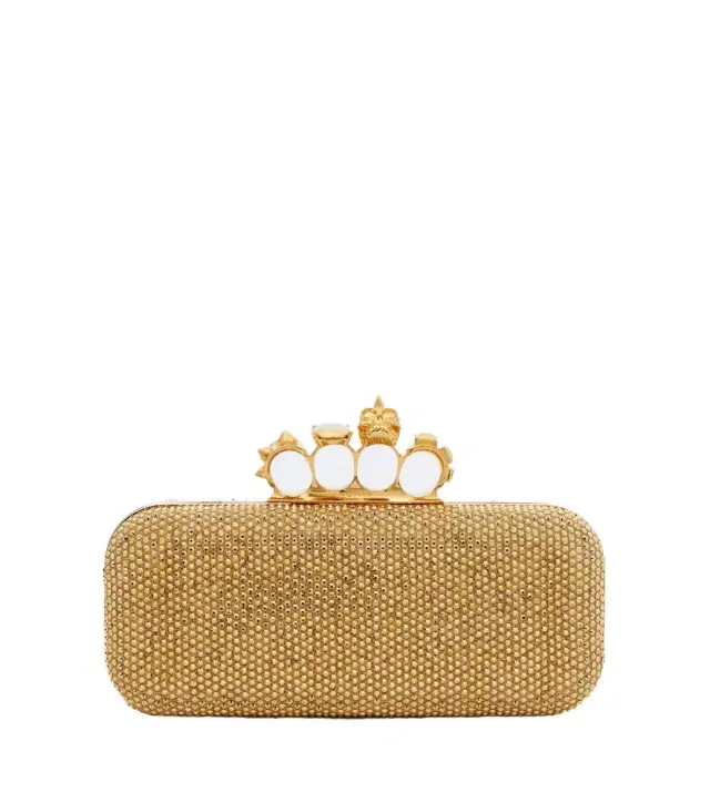 McQueen Knuckle embellished leather clutch