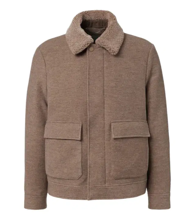 Shearling-trimmed wool and cashmere jacket