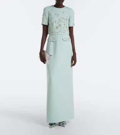 Oscar de la Renta Crystal-embellished wool-blend gown | Thumbnail 2 Oscar de la Renta Crystal-embellished wool-blend gown | Thumbnail 2
