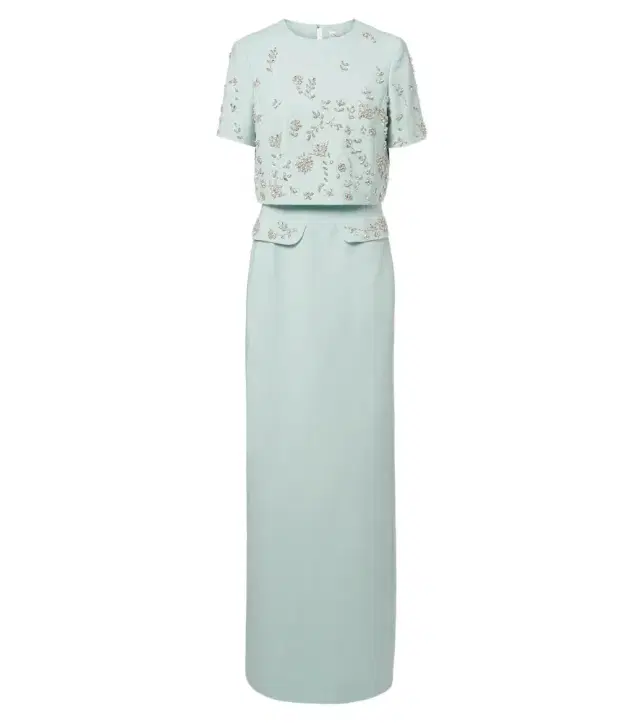 Oscar de la Renta Crystal-embellished wool-blend gown