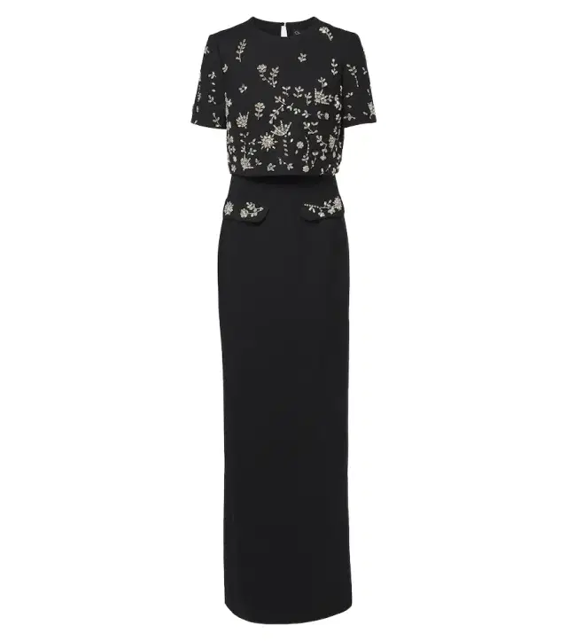 Oscar de la Renta Embellished wool-blend bustier gown