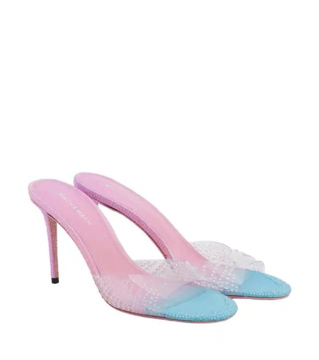 Mach & Mach Crystal Flame embellished PVC mules