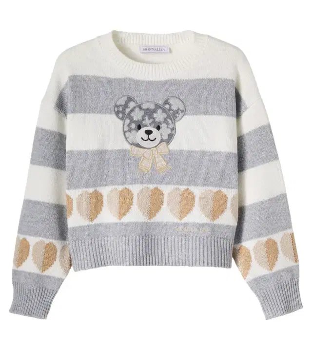 Monnalisa Patch-appliqué striped sweater