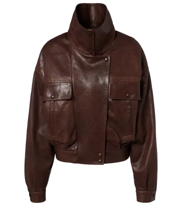 Leather bomber jacket