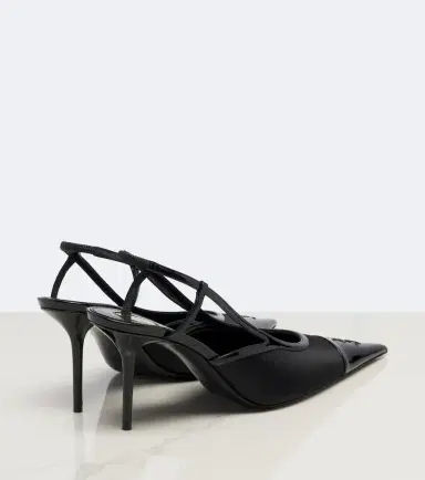 Saint Laurent Renée satin and leather slingback pumps | Thumbnail 2 Saint Laurent Renée satin and leather slingback pumps | Thumbnail 2
