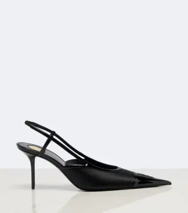 Saint Laurent Renée satin and leather slingback pumps | Thumbnail 3 Saint Laurent Renée satin and leather slingback pumps | Thumbnail 3
