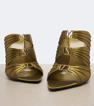 Saint Laurent Emilie embellished crêpe satin mules | Thumbnail 2