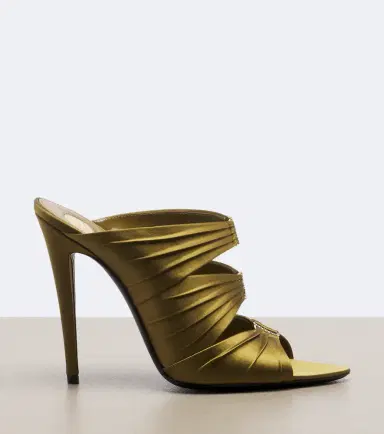 Saint Laurent Emilie embellished crêpe satin mules | Thumbnail 3