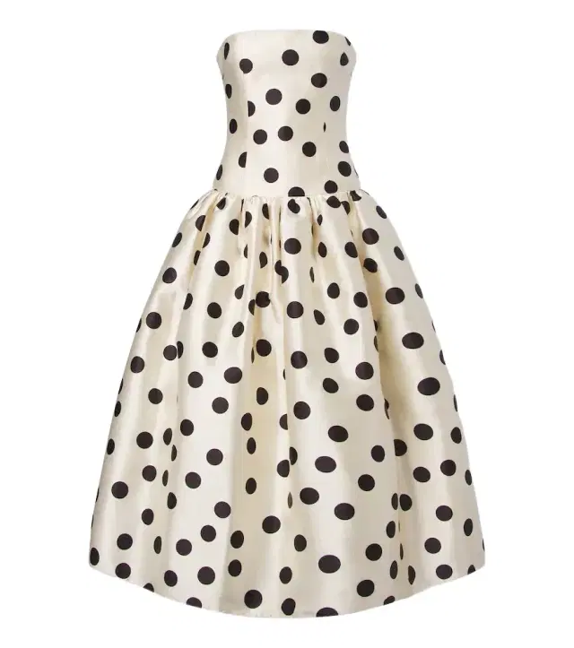 Leyla polka-dot satin bustier gown