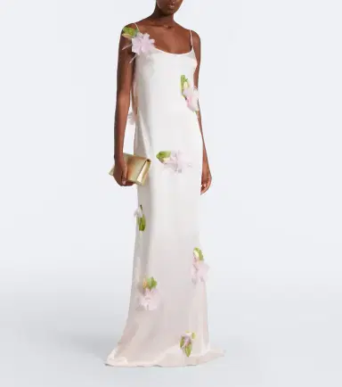 The New Arrivals Ilkyaz Ozel Nara feather-trimmed satin gown | Thumbnail 2