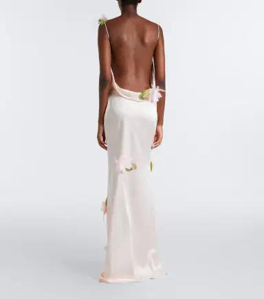The New Arrivals Ilkyaz Ozel Nara feather-trimmed satin gown | Thumbnail 4