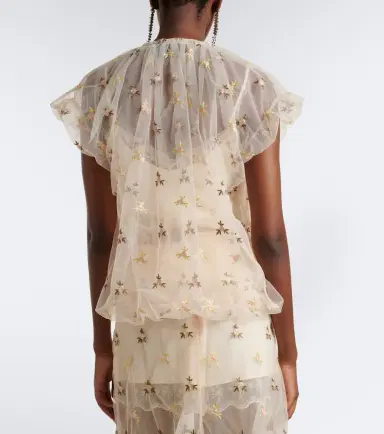 Simone Rocha Embroidered gathered tulle top | Thumbnail 5