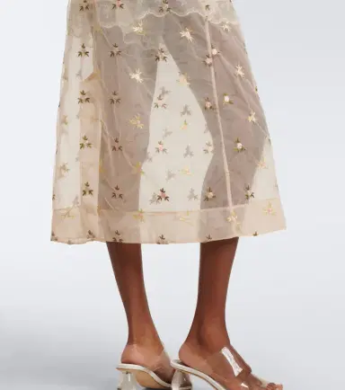 Simone Rocha Embroidered tulle midi skirt | Thumbnail 3