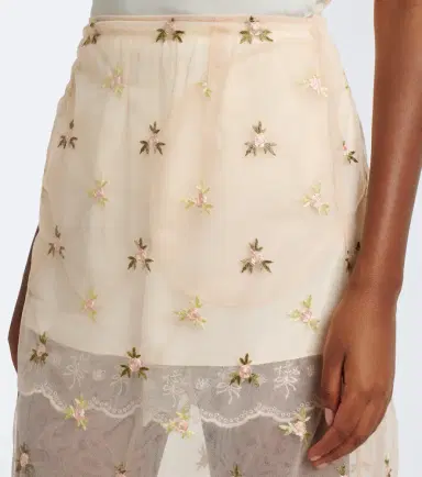 Simone Rocha Embroidered tulle midi skirt | Thumbnail 5