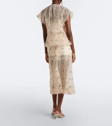 Simone Rocha Embroidered tulle midi skirt | Thumbnail 6