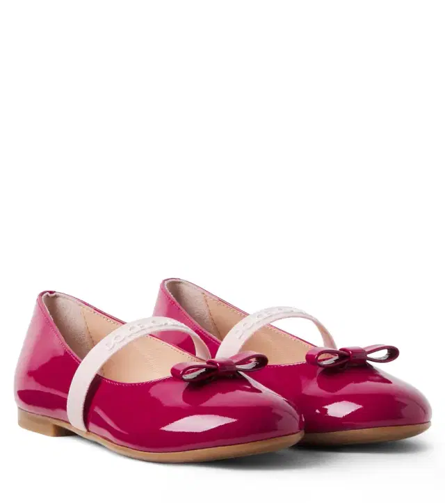 Dolce & Gabbana Kids Bow-detail patent leather ballet flats