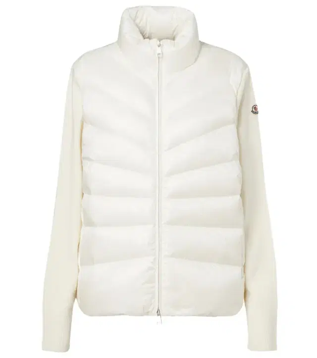 Tricot down-paneled virgin wool cardigan